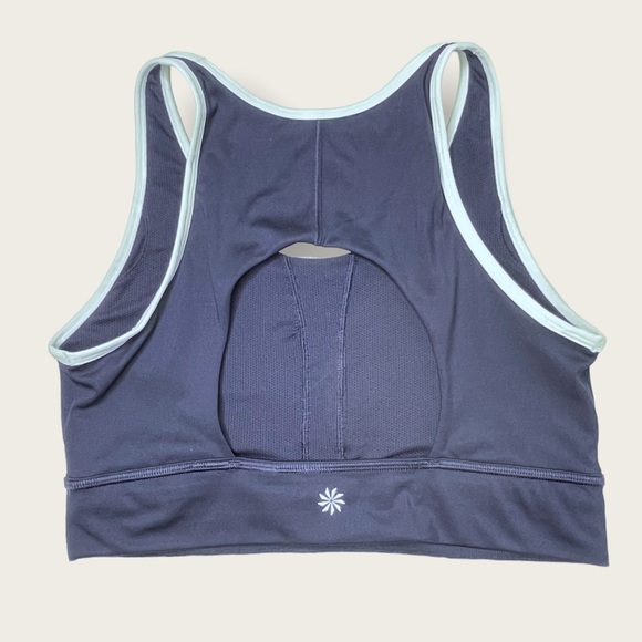 Athleta Movement Navy & White Cutout Back Sports Bra Size XL - Picture 3 of 9